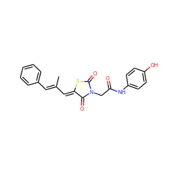 CC(/C=C1\SC(=O)N(CC(=O)Nc2ccc(O)cc2)C1=O)=C\c1ccccc1 ZINC000004754577