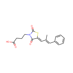 CC(/C=C1\SC(=O)N(CCCC(=O)O)C1=O)=C\c1ccccc1 ZINC000005295848