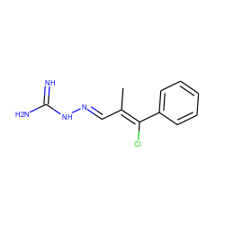 CC(/C=N/NC(=N)N)=C(/Cl)c1ccccc1 ZINC000040864397