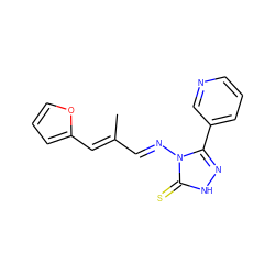 CC(/C=N/n1c(-c2cccnc2)n[nH]c1=S)=C\c1ccco1 ZINC000005665553