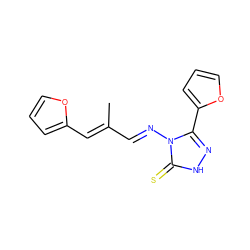 CC(/C=N/n1c(-c2ccco2)n[nH]c1=S)=C\c1ccco1 ZINC000005665568