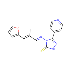 CC(/C=N/n1c(-c2ccncc2)n[nH]c1=S)=C\c1ccco1 ZINC000005828988