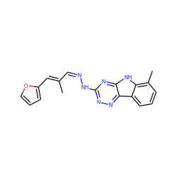 CC(/C=N\Nc1nnc2c(n1)[nH]c1c(C)cccc12)=C\c1ccco1 ZINC000102437180