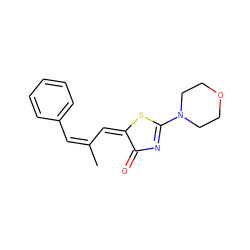 CC(=C/c1ccccc1)/C=C1/SC(N2CCOCC2)=NC1=O ZINC000000048281