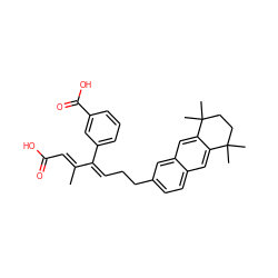 CC(=C\C(=O)O)/C(=C/CCc1ccc2cc3c(cc2c1)C(C)(C)CCC3(C)C)c1cccc(C(=O)O)c1 ZINC000027871180