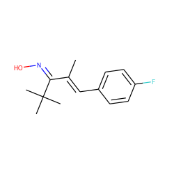 CC(=C\c1ccc(F)cc1)/C(=N/O)C(C)(C)C ZINC000116360243