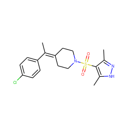 CC(=C1CCN(S(=O)(=O)c2c(C)n[nH]c2C)CC1)c1ccc(Cl)cc1 ZINC000222829948