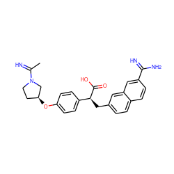 CC(=N)N1CC[C@H](Oc2ccc([C@H](Cc3ccc4ccc(C(=N)N)cc4c3)C(=O)O)cc2)C1 ZINC000003791107