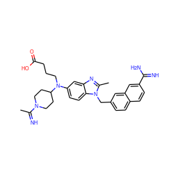 CC(=N)N1CCC(N(CCCC(=O)O)c2ccc3c(c2)nc(C)n3Cc2ccc3ccc(C(=N)N)cc3c2)CC1 ZINC000028017011