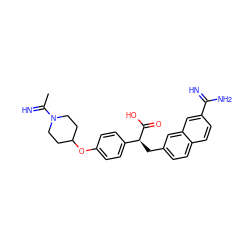 CC(=N)N1CCC(Oc2ccc([C@H](Cc3ccc4ccc(C(=N)N)cc4c3)C(=O)O)cc2)CC1 ZINC000003791140