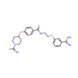 CC(=N)N1CCC(Oc2ccc(C(=O)NCCOc3cccc(C(=N)N)c3)cc2)CC1 ZINC000012355175