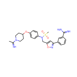 CC(=N)N1CCC(Oc2ccc(N(Cc3cc(-c4cccc(C(=N)N)c4)no3)S(C)(=O)=O)cc2)CC1 ZINC000013487645