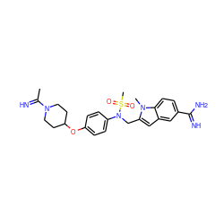 CC(=N)N1CCC(Oc2ccc(N(Cc3cc4cc(C(=N)N)ccc4n3C)S(C)(=O)=O)cc2)CC1 ZINC000013487639