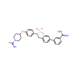 CC(=N)N1CCC(Oc2ccc(N(Cc3ccc(-c4cccc(C(=N)N)c4)cc3)S(C)(=O)=O)cc2)CC1 ZINC000013487641