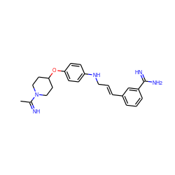 CC(=N)N1CCC(Oc2ccc(NC/C=C/c3cccc(C(=N)N)c3)cc2)CC1 ZINC000012355039