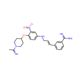 CC(=N)N1CCC(Oc2ccc(NC/C=C/c3cccc(C(=N)N)c3)cc2[N+](=O)[O-])CC1 ZINC000013441105