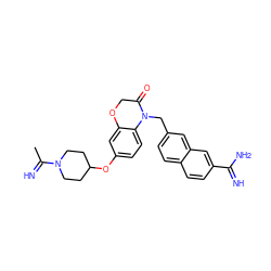 CC(=N)N1CCC(Oc2ccc3c(c2)OCC(=O)N3Cc2ccc3ccc(C(=N)N)cc3c2)CC1 ZINC000003964182