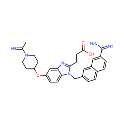 CC(=N)N1CCC(Oc2ccc3c(c2)nc(CCC(=O)O)n3Cc2ccc3ccc(C(=N)N)cc3c2)CC1 ZINC000028016876