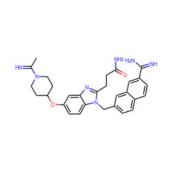 CC(=N)N1CCC(Oc2ccc3c(c2)nc(CCC(N)=O)n3Cc2ccc3ccc(C(=N)N)cc3c2)CC1 ZINC000028016871