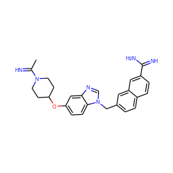 CC(=N)N1CCC(Oc2ccc3c(c2)ncn3Cc2ccc3ccc(C(=N)N)cc3c2)CC1 ZINC000028019316