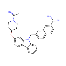 CC(=N)N1CCC(Oc2ccc3c4ccccc4n(Cc4ccc5ccc(C(=N)N)cc5c4)c3c2)CC1 ZINC000009998610