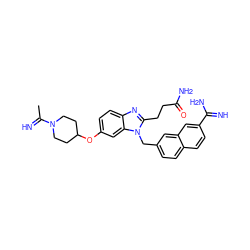 CC(=N)N1CCC(Oc2ccc3nc(CCC(N)=O)n(Cc4ccc5ccc(C(=N)N)cc5c4)c3c2)CC1 ZINC000028094465