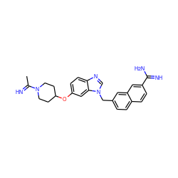 CC(=N)N1CCC(Oc2ccc3ncn(Cc4ccc5ccc(C(=N)N)cc5c4)c3c2)CC1 ZINC000028085527