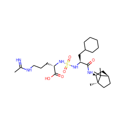 CC(=N)NCCC[C@H](NS(=O)(=O)N[C@@H](CC1CCCCC1)C(=O)N[C@H]1C[C@H]2CC[C@]1(C)C2(C)C)C(=O)O ZINC001772644091