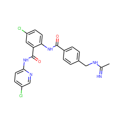 CC(=N)NCc1ccc(C(=O)Nc2ccc(Cl)cc2C(=O)Nc2ccc(Cl)cn2)cc1 ZINC000028097011