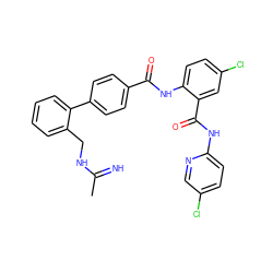 CC(=N)NCc1ccccc1-c1ccc(C(=O)Nc2ccc(Cl)cc2C(=O)Nc2ccc(Cl)cn2)cc1 ZINC000028017210