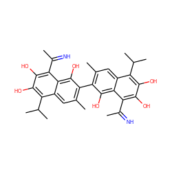 CC(=N)c1c(O)c(O)c(C(C)C)c2cc(C)c(-c3c(C)cc4c(C(C)C)c(O)c(O)c(C(C)=N)c4c3O)c(O)c12 ZINC000026492403