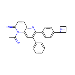 CC(=N)n1c(=N)ccc2nc(-c3ccc(C4(N)CCC4)cc3)c(-c3ccccc3)cc21 ZINC000100627935