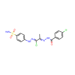 CC(=N\NC(=O)c1ccc(Cl)cc1)/C(Cl)=N/Nc1ccc(S(N)(=O)=O)cc1 ZINC000103230506