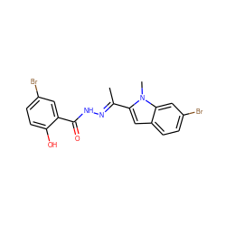 CC(=NNC(=O)c1cc(Br)ccc1O)c1cc2ccc(Br)cc2n1C ZINC000254133194