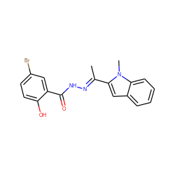 CC(=NNC(=O)c1cc(Br)ccc1O)c1cc2ccccc2n1C ZINC000254133200