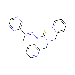 CC(=NNC(=S)N(Cc1ccccn1)Cc1ccccn1)c1cnccn1 ZINC000263591233