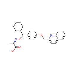 CC(=NO[C@@H](c1ccc(OCc2ccc3ccccc3n2)cc1)C1CCCCC1)C(=O)O ZINC000254133179