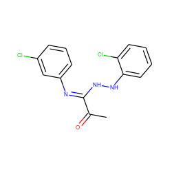 CC(=O)/C(=N/c1cccc(Cl)c1)NNc1ccccc1Cl ZINC000013473560