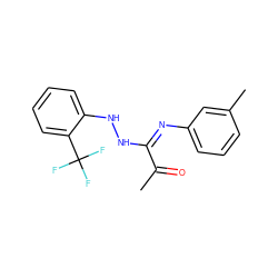 CC(=O)/C(=N\c1cccc(C)c1)NNc1ccccc1C(F)(F)F ZINC000013473590