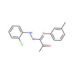 CC(=O)/C(=N\c1cccc(C)c1)NNc1ccccc1Cl ZINC000013473583