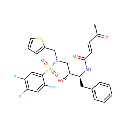 CC(=O)/C=C/C(=O)N[C@@H](Cc1ccccc1)[C@H](O)CN(Cc1cccs1)S(=O)(=O)c1cc(F)c(F)cc1F ZINC000044419113