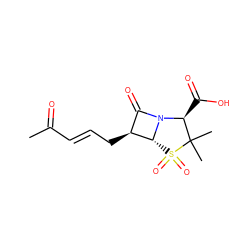 CC(=O)/C=C/C[C@H]1C(=O)N2[C@@H](C(=O)O)C(C)(C)S(=O)(=O)[C@H]12 ZINC000025963524