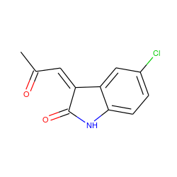 CC(=O)/C=C1\C(=O)Nc2ccc(Cl)cc21 ZINC000149404895