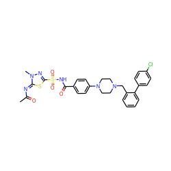 CC(=O)/N=c1\sc(S(=O)(=O)NC(=O)c2ccc(N3CCN(Cc4ccccc4-c4ccc(Cl)cc4)CC3)cc2)nn1C ZINC000116983340