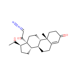 CC(=O)[C@@H]1CC[C@H]2[C@@H]3CCC4=CC(=O)CC[C@@]4(C)[C@H]3CC[C@@]21C(=O)C=[N+]=[N-] ZINC000095607303