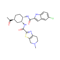 CC(=O)[C@H]1CC[C@H](NC(=O)c2cc3cc(Cl)ccc3[nH]2)[C@H](NC(=O)c2nc3c(s2)CN(C)CC3)C1 ZINC000040934429