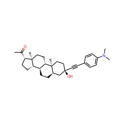 CC(=O)[C@H]1CC[C@H]2[C@@H]3CC[C@@H]4C[C@@](O)(C#Cc5ccc(N(C)C)cc5)CC[C@]4(C)[C@H]3CC[C@]12C ZINC000013760840