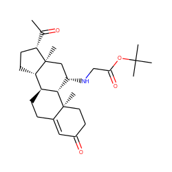 CC(=O)[C@H]1CC[C@H]2[C@@H]3CCC4=CC(=O)CC[C@]4(C)[C@H]3[C@@H](NCC(=O)OC(C)(C)C)C[C@]12C ZINC000096286223