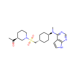 CC(=O)[C@H]1CCCN(S(=O)(=O)C[C@H]2CC[C@H](N(C)c3ncnc4[nH]ccc34)CC2)C1 ZINC000261179719