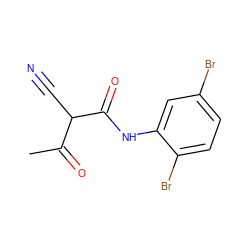 CC(=O)C(C#N)C(=O)Nc1cc(Br)ccc1Br ZINC000100001996